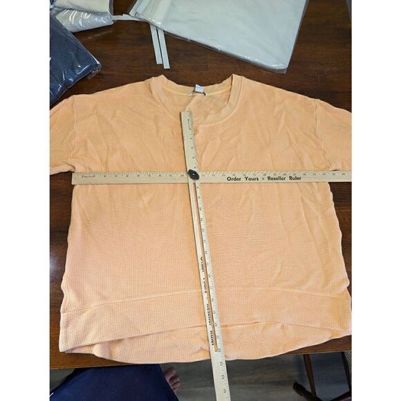 Athleta Orange Coaster Luxe Waffle Knit Sweatshirt Womens Size 1X - Picture 5 of 9